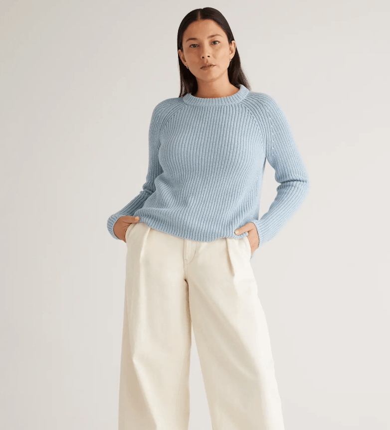 100% Organic Cotton Fisherman Crew Sweater fall capsule wardrobe essentials